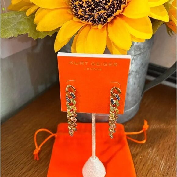 NWT Kurt Geiger London
Rainbow Pave Link Linear Earrings #TSER - Picture 9 of 9